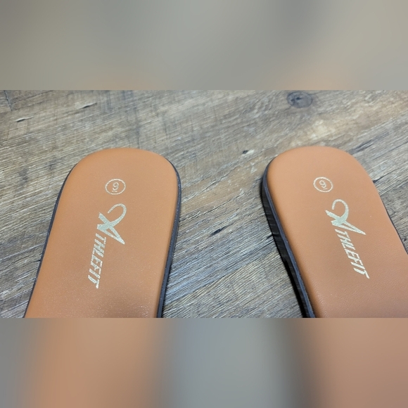 Athlefit Paris Slide Sandals with Black and Tan Straps Size 9 - Picture 6 of 7